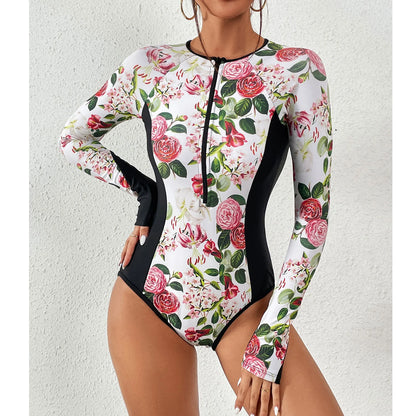 2026 Surfing Sport Swimsuit Long Sleeves Women One Piece Swimsuit  Swimwear Solid Monokini Bathing Suit Tropical Bodysuit Female Beauty World Shop