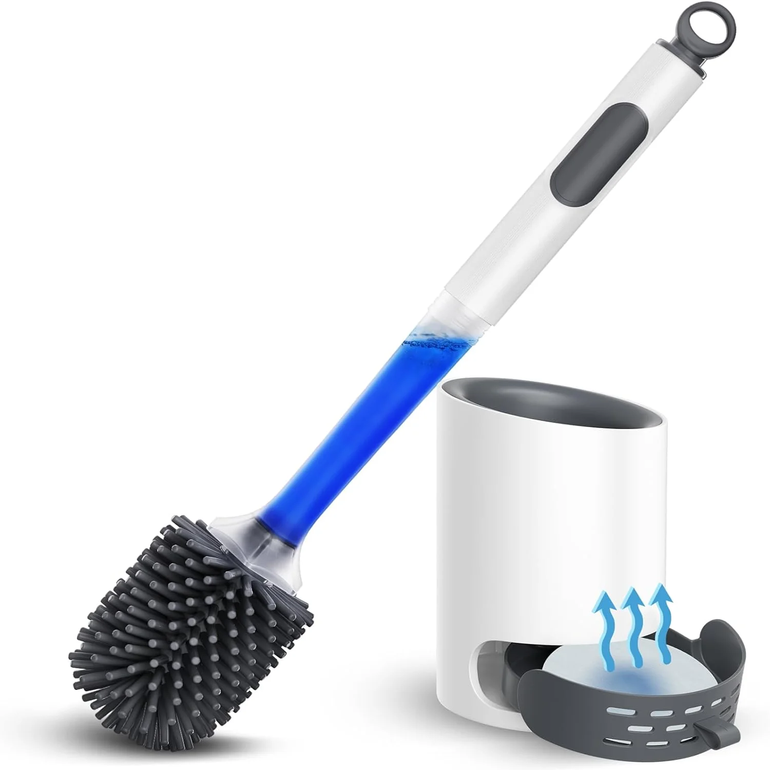 Water Spray Silicone Toilet Brush 40cm Long Handle Refillable Silicone TPR Brush With Wall-Mounted Bathroom Cleaning Accessories Beauty World Shop