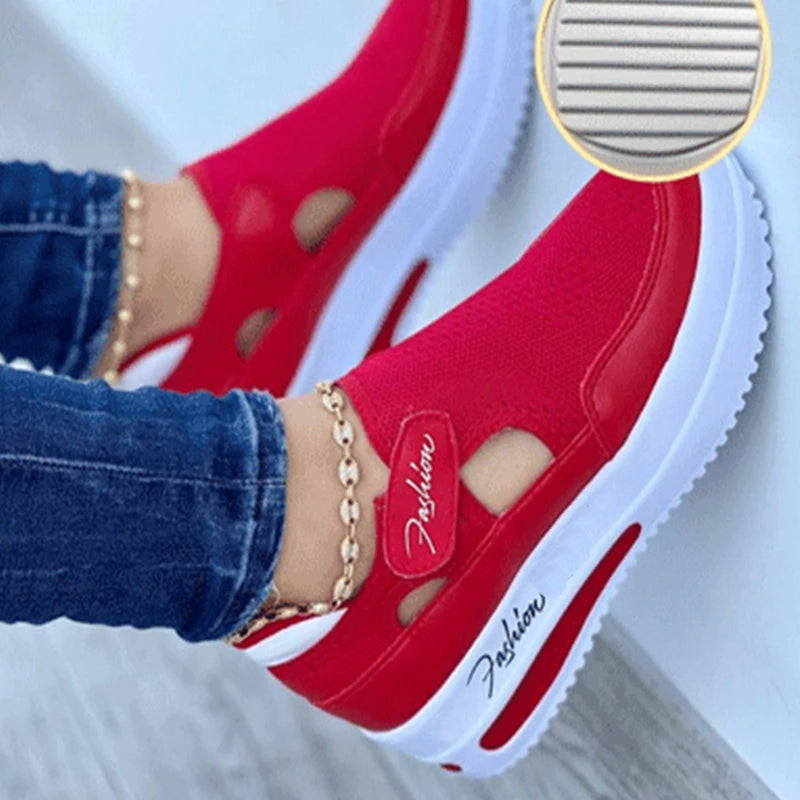 Red Sneakers Women Shoes Woman Tennis Shoes Canvas Shoe Female Casual Shoes Ladies Sport Shoes Platform Sneaker Hollow Out Shoes Beauty World Shop