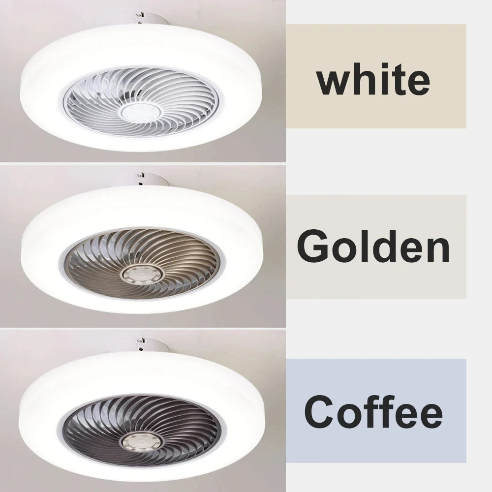 Smart Ceiling Fan Fans With Lights Remote Control Bedroom Decor Ventilator Lamp 52cm Air Invisible Blades Silent Beauty World Shop