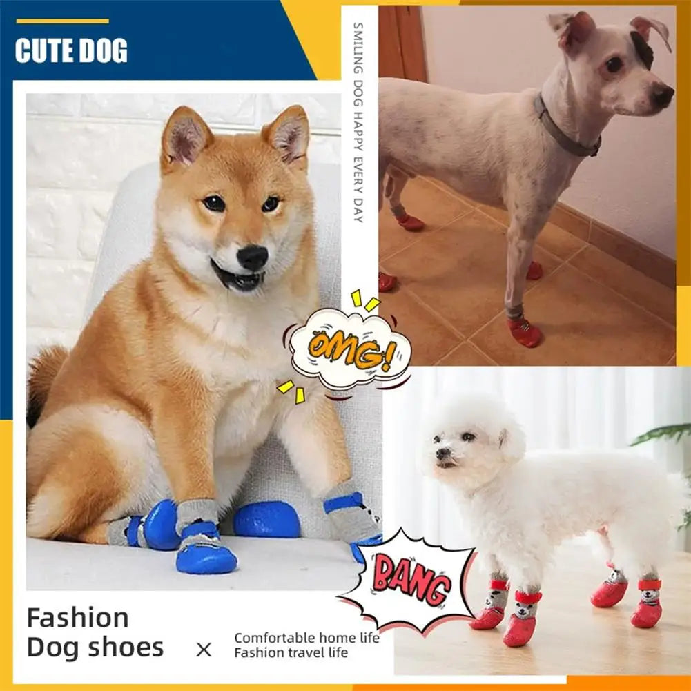 4pcs/lot Winter Warm Dog Socks Anti-Slip Rain Snow Boots Waterproof Puppy Chihuahua Dogs Shoes Booties for Small Large Dogs Beauty Trend Shop