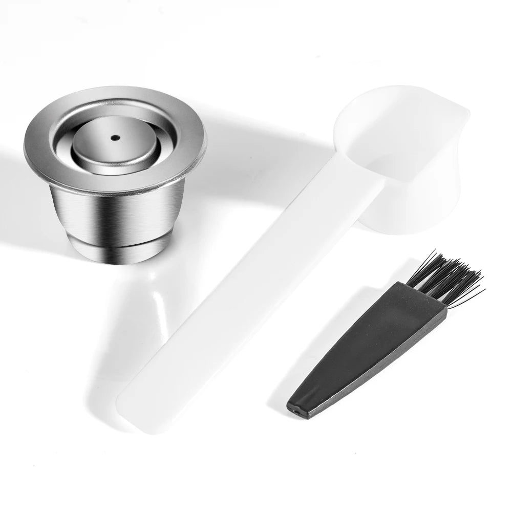 Reusable Coffee Capsule For Nespresso Espresso Crema Cups Stainless Steel Refillable Coffee Pods Filters With Tamper Dosing Ring Beauty World Shop