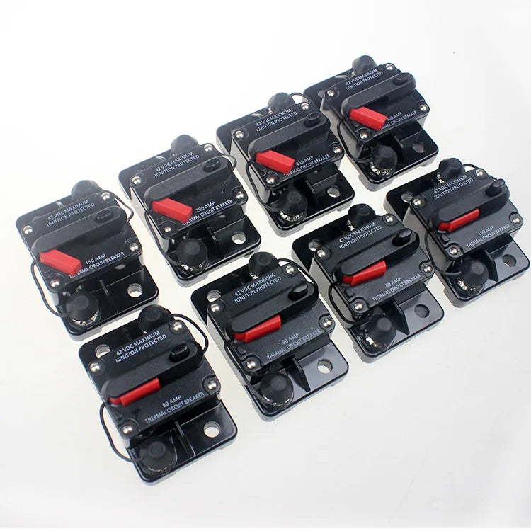 12-48VDC Circuit Breaker 50A 60A 80A 100A 150A 200A 250A 300A Car Truck Audio Resettable Fuse Circuit Breaker with Power Protect Beauty World Shop