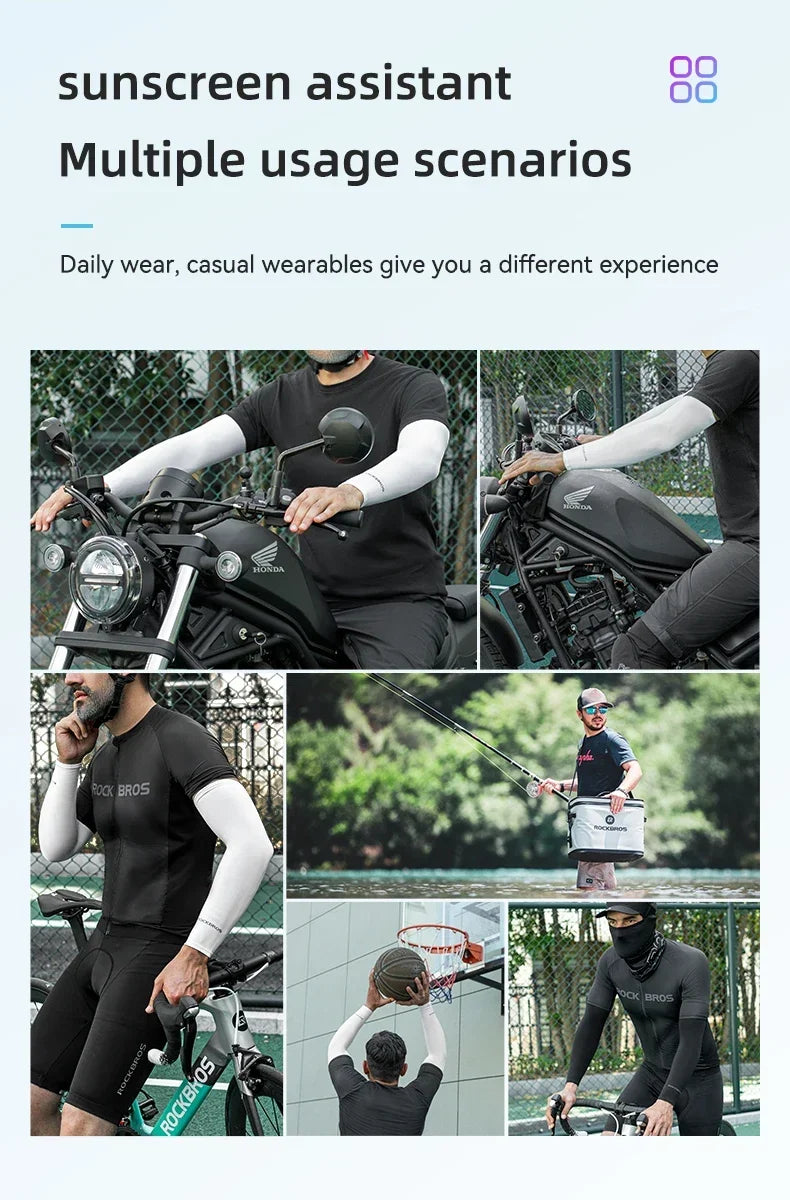 ROCKBROS Ice Silk Arm Sleeves Sun Protection UV Mangas Running Cycling Arm Warmers Sports Basketball Volleyball Cool Arm Sleeves Beauty World Shop