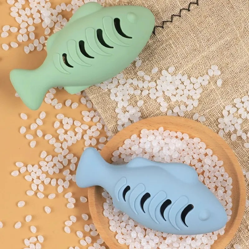 Silicone Treat Dispensing Fish Teeth Cleaning Self-Playing Boredom Relief Cats Wand Kitten Chew Resistant Molar Interactive Toy Beauty World Shop