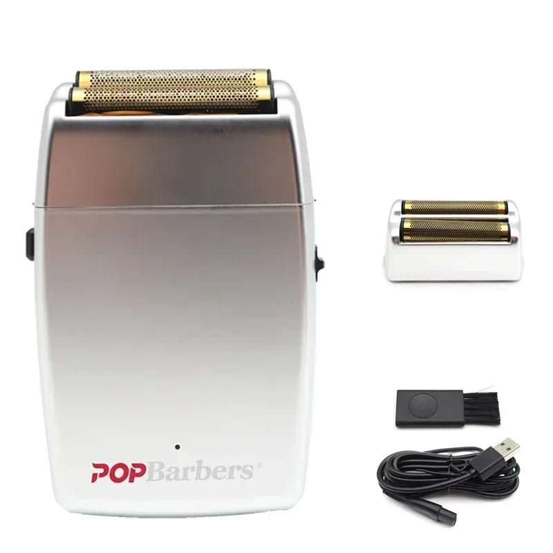 11000 RPM POP Barbers P620 Professional Electric Men's Beard Trimmer Double Foil Shaver Electric Shaver USB Hair Cutting Machine Beauty World Shop