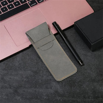 Vintage Frosted PU Leather Flap Pen Case High-end Fountain Pen Protective Sleeve Large Capacity Double Set of Pen Case Beauty World Shop