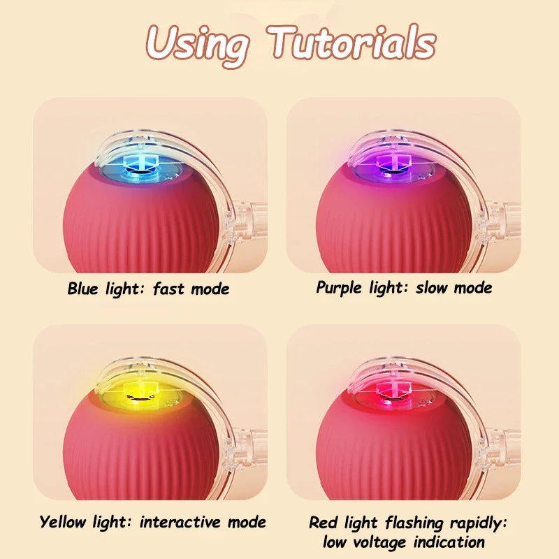 1~2Pcs Cat Interactive Ball Toys Automatic Rolling Ball Faux Tail Rechargeable Smart Pet Electric Toy Cat Training Imitate Mouse