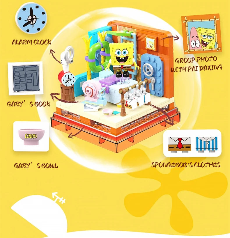 Spongebob Building Blocks Patrick Star Krusty Krab Squidward Tentacles Room Model Bricks Set Desktop Ornaments Kids Toys Gifts Beauty World Shop