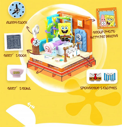 Spongebob Building Blocks Patrick Star Krusty Krab Squidward Tentacles Room Model Bricks Set Desktop Ornaments Kids Toys Gifts Beauty World Shop