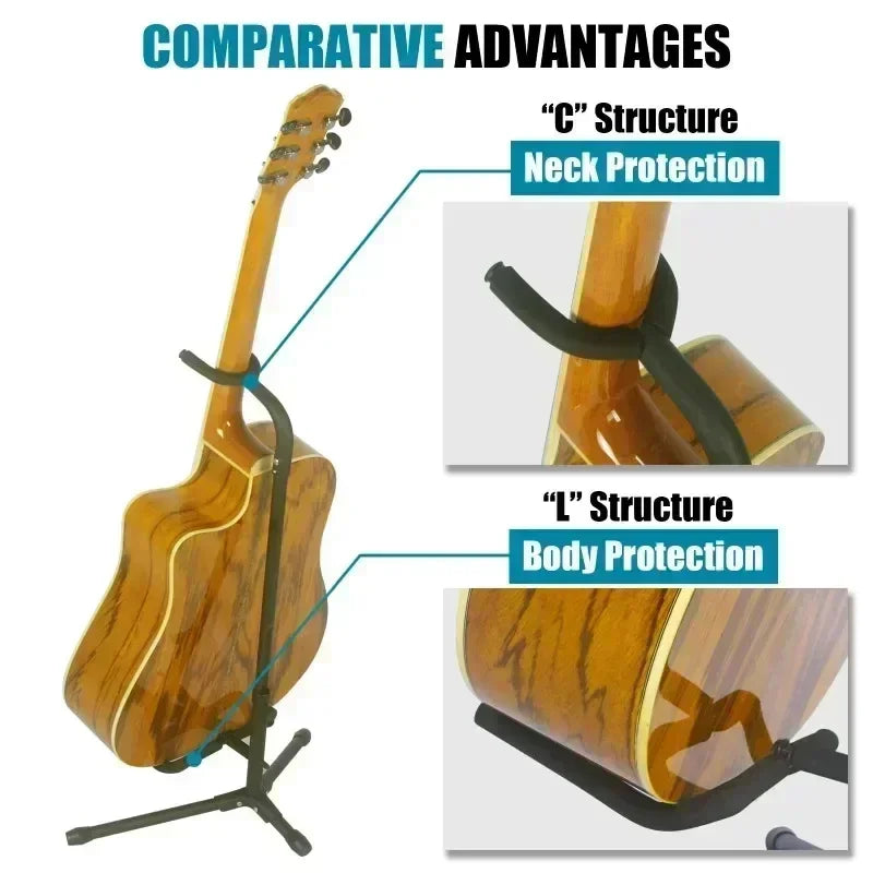 Folding Adjustable Instrument Stand Guitar Rack Instrument Display Stand Bass, Acoustic, Classical, and Electric Guitar Support Beauty World Shop