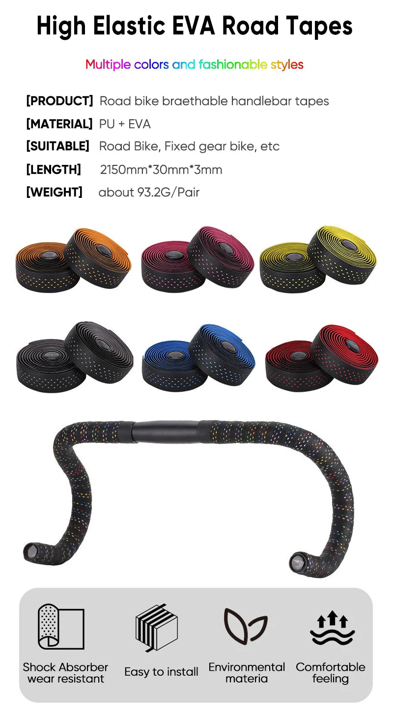 New Road Bike Handlebar Tapes Shock-absorbing Cycling Anti-slip Handlebar Bar Tape Wear-Resistant Bicycle Strap Bikes Belt Beauty World Shop