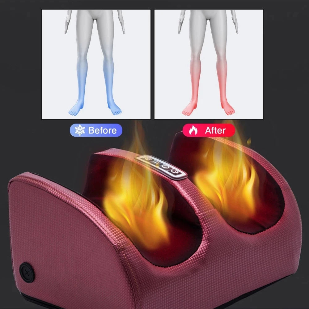 Electric Foot Massager Shiatsu Kneading Deep Tissue Relax Heated Roller Calf Pain Relief Fatigue Muscles Vibrator Machine Health Beauty World Shop