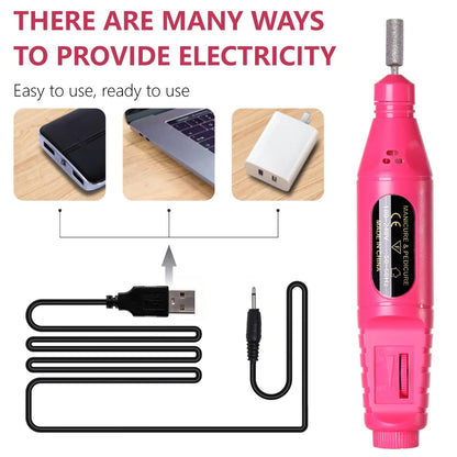 Professional 6-in-1 Electric Nail Drill Set - Nail File Pen for Filing, Polishing & Exfoliating