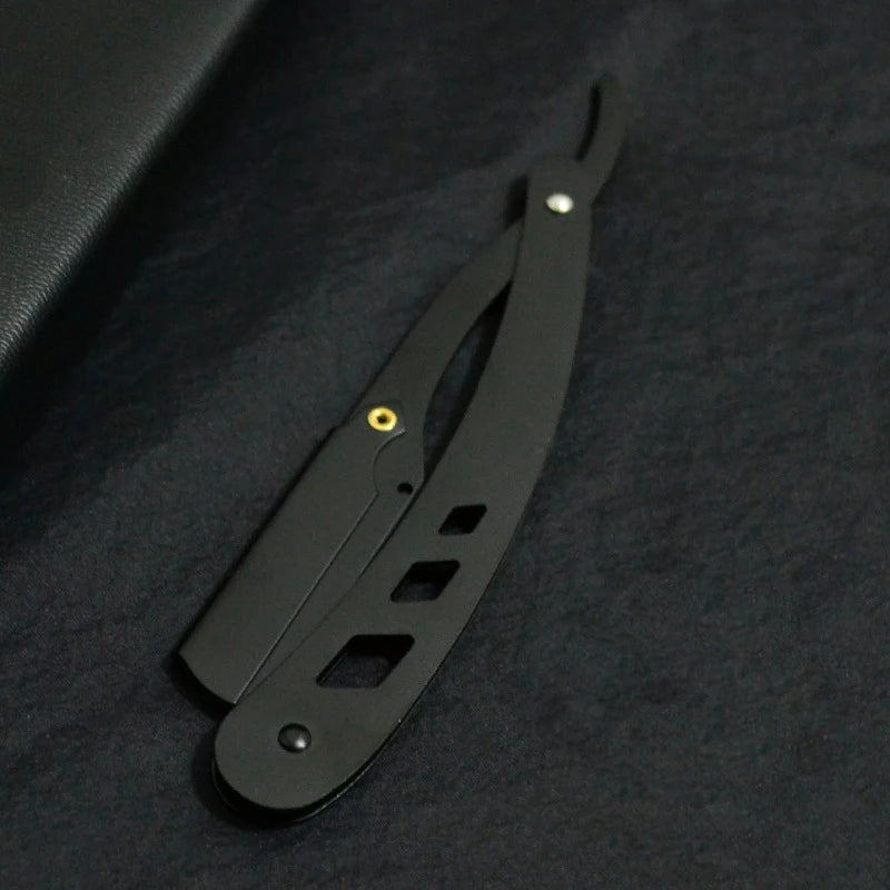 Men Shaving Barber Tools Hair Razor and Blades Antique Black Folding Shaving Knife Unisex Hair Removal (Without Blade) Beauty World Shop
