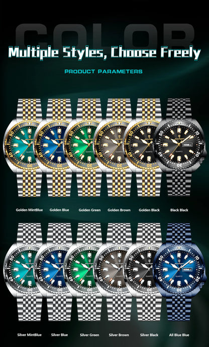 POEDAGAR Luxury Business Men Watch Date Week Waterproof Luminous Man Wristwatch Sport Stainless Steel Quartz Men's Watches Reloj Beauty World Shop