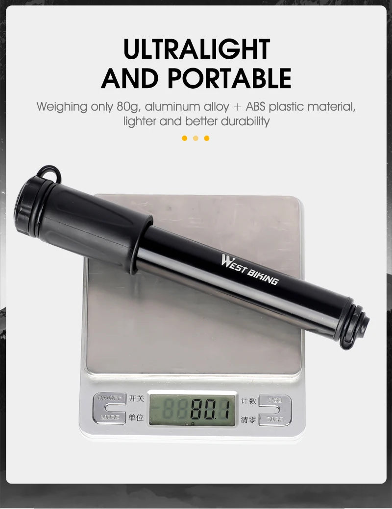 WEST BIKING Mini Bike Pump 100PSI Schrader Presta Valve MTB Road Cycling Pump Aluminum Alloy Bicycle Hand Air Pump Tire Inflator Beauty World Shop