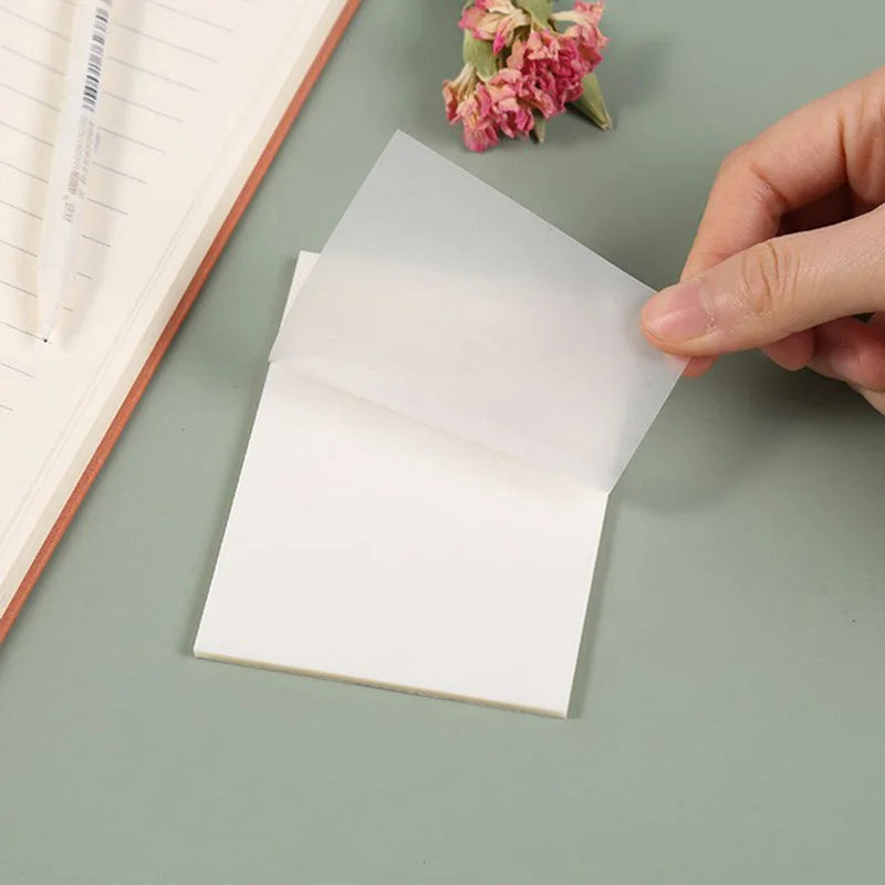 50 Sheets Creative Transparent PET Waterproof Sticky Notes Notepads - School Stationery & Office Supplies Beauty World Shop