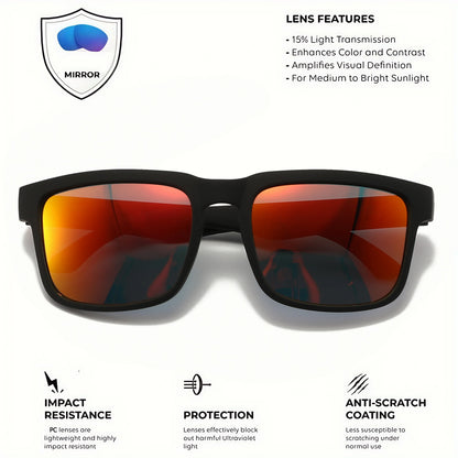 4PCS Square Sports Sunglasses with Designer Temple Pattern - UV400 for Men Women, Beach Vacation Beauty World Shop
