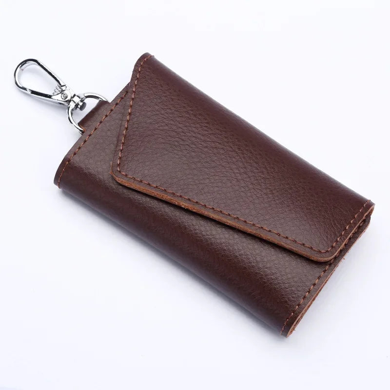 New Genuine Leather Keychain Men Key holder key organizer Pouch Car Key pouch Wallet Housekeeper Key Case Mini Card Bag Beauty World Shop