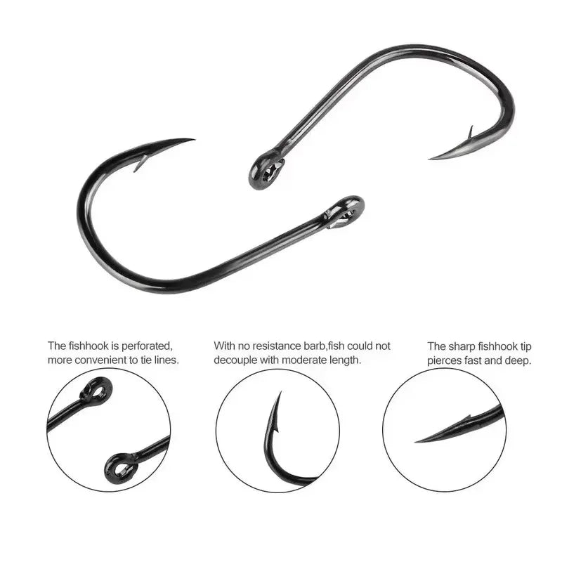 100Pcs/box #3~#12 High Carbon Steel Hooks, Sport Circle Silver Fishing Hooks Beauty World Shop