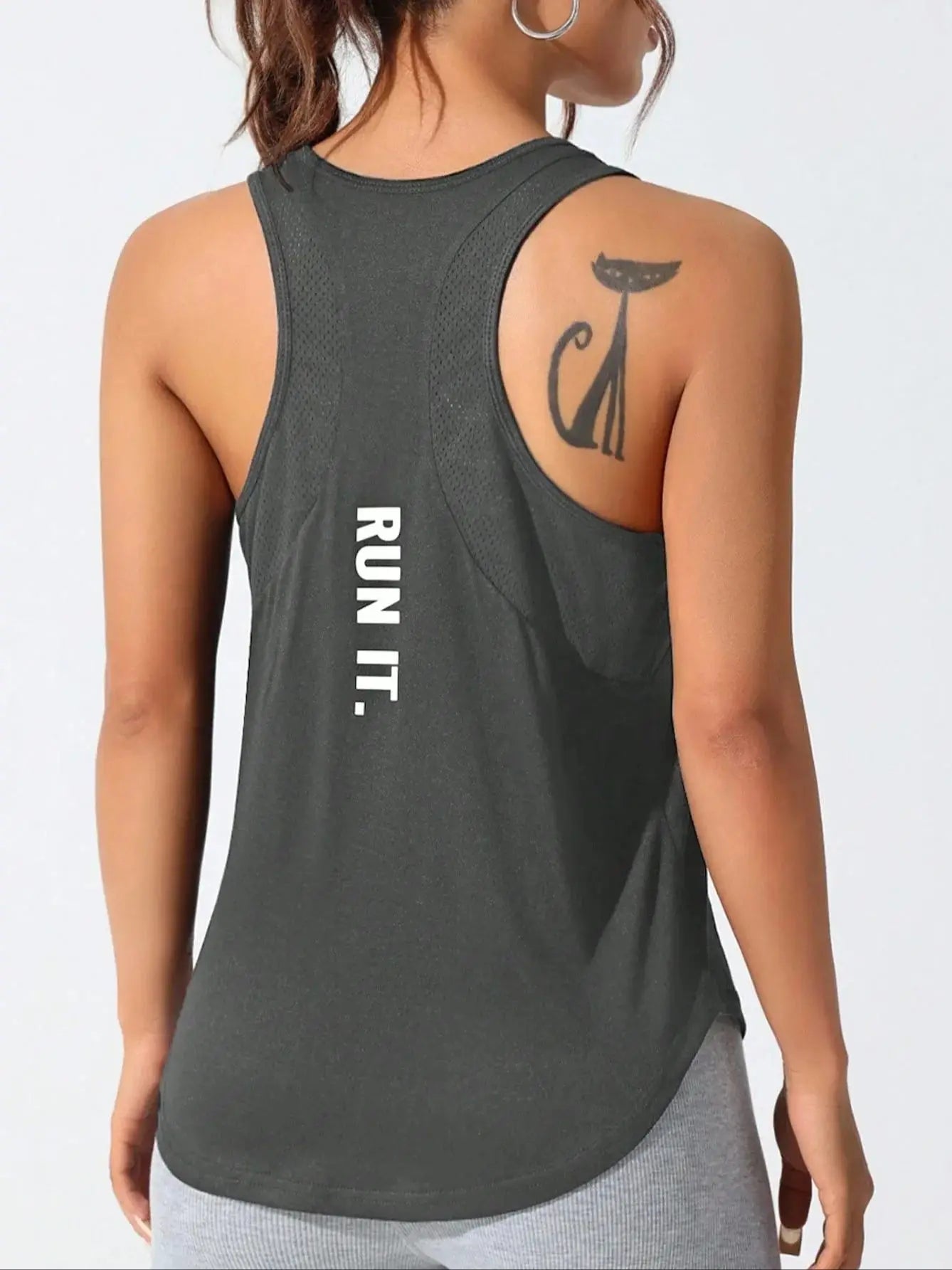 Women's running vest, special letter style, loose long top vest, a good choice for yoga running Beauty World Shop