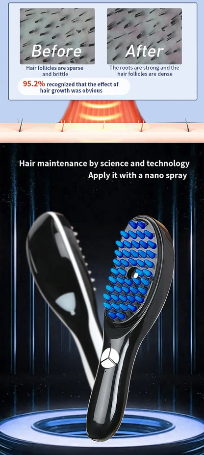 Anti Hair Loss Scalp Care Electric Massage Comb Red and Blue Light Therapy Scalp Vibration Massage Brush Hair Growth Massager