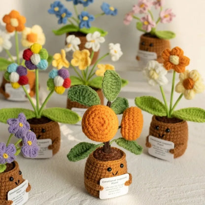 Crochet potted tabletop Words of encouragement forget-me-not crochet Pink convolia heart-warming ornament Gift Beauty World Shop