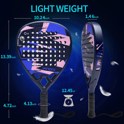 IANONI Padel Racket Carbon Fiber Surface with EVA Memory Flex Foam Core Padel Tennis Racquets Lightweight Beauty World Shop