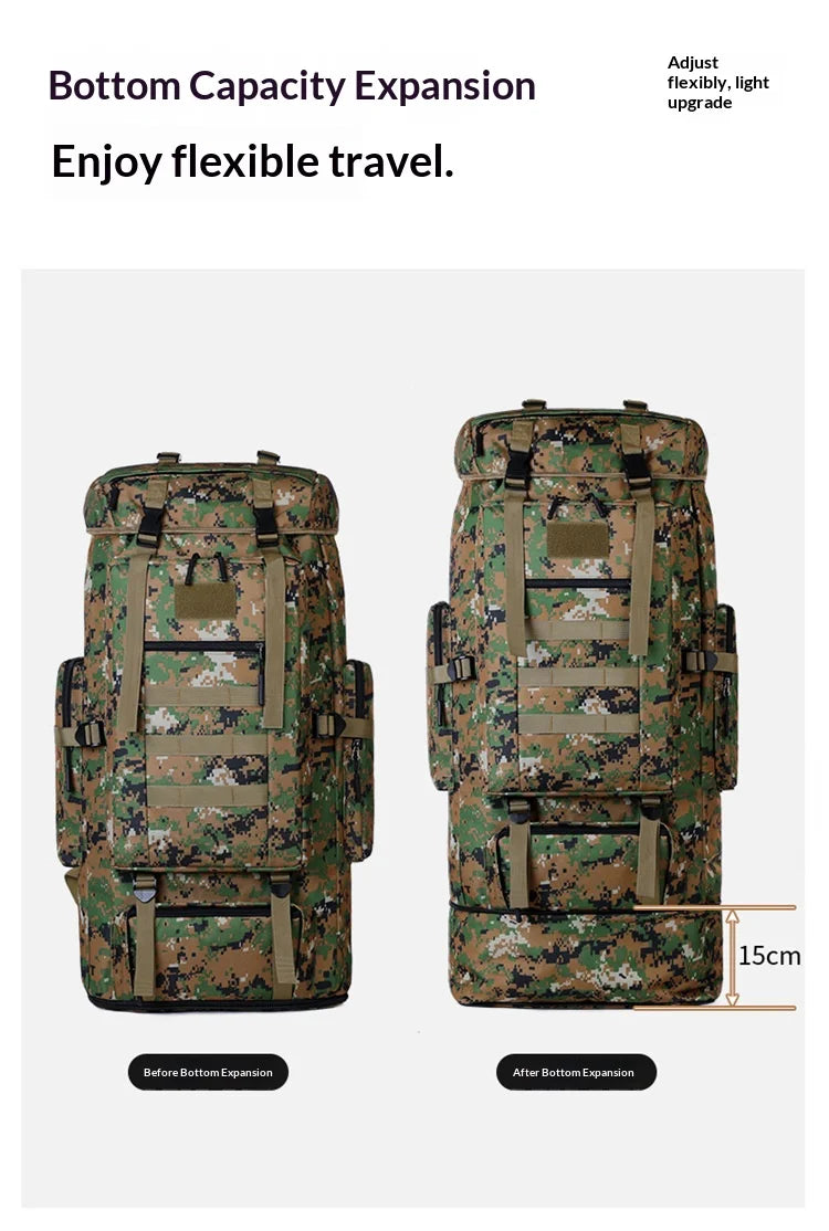 Homefish 80L/100L Large Mountaineering Backpack Outdoor Climbing Bag Tactical Rucksack Hiking Camping Travel Backpack Beauty World Shop