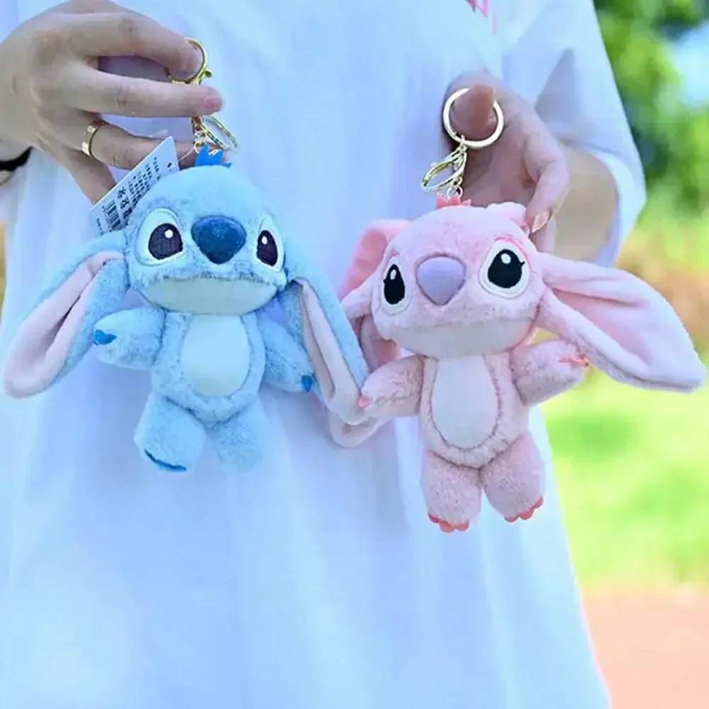Cartoon Stitch Plush Keychain Soft Toy Cute Stuffed Animal Pendant Gift for Girls  Angel Doll Bag Charm Kids Birthday Present Beauty Fashion