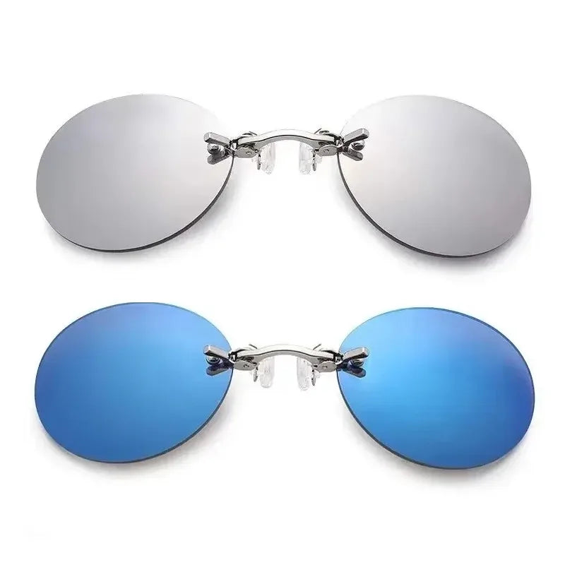  VIEWRING1-2PCS Clip On Nose Glasses Round Rimless Matrix Morpheus Sunglasses Mini Frameless Vintage Men Eyeglasses Beauty World Shop