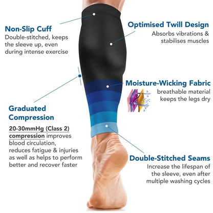 1Pair Calf Support Compression Sleeves for Women Men Running 20-30mmHg Footless Leg Socks Outdoor Sports Marathon Beauty World Shop