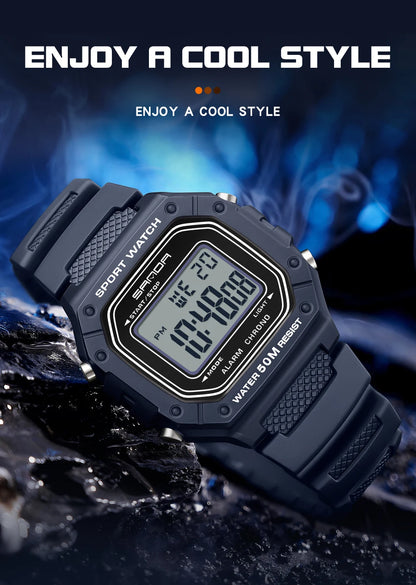 SANDA 2156 Fashion Mens Watch Military Water Resistant Sport Watches Army Big Dial Led Digital Wristwatches Stopwatches For Male Beauty World Shop