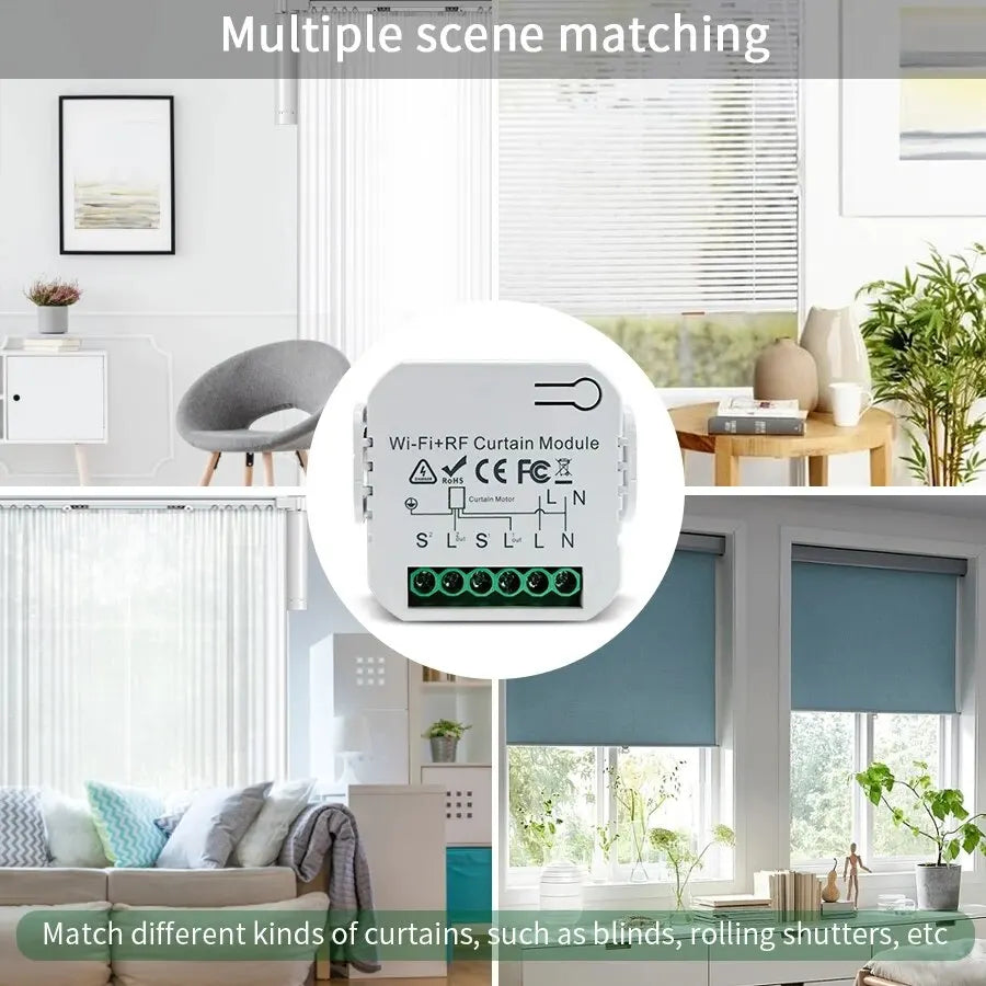 Tuya Wifi Smart Curtain Switch Controllers Blind Rolling Shutter RF 433MHz Smart Life APP Remote Voice Control Alexa Google Home Beauty World Shop