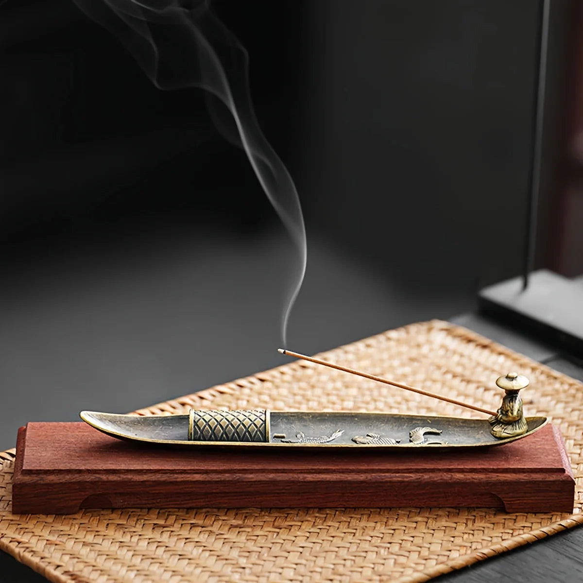 Creative Incense Holder Aromatherapy Ornament Incense Holder Boat Old Men Fishing Japanese Style Incense Stick Burner Home Decor Beauty World Shop