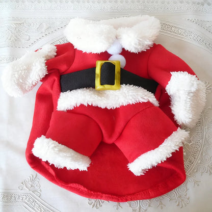 Christmas Pet Costume For Small Dogs Cats Funny Santa Claus Cosplay Dog Jumpsuit For Party Cute Pets Clothes Chihuahua Pug Coat