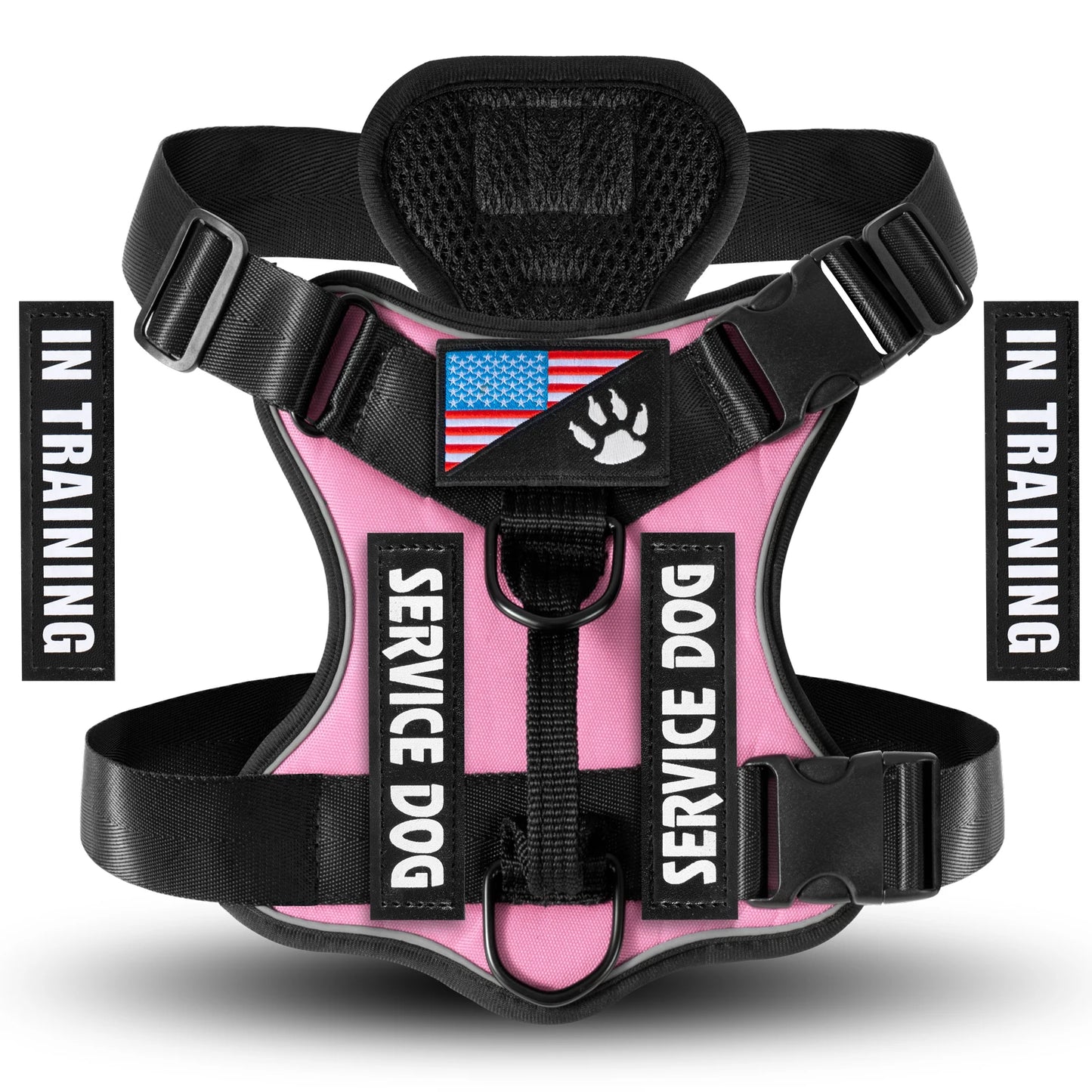 Service Dog Harness, Reflective Dog Vest Harness with 5 PCS Patches, Adjustable Soft Oxford Pet Harness, Inner Layer Mesh, Easy Beauty World Shop