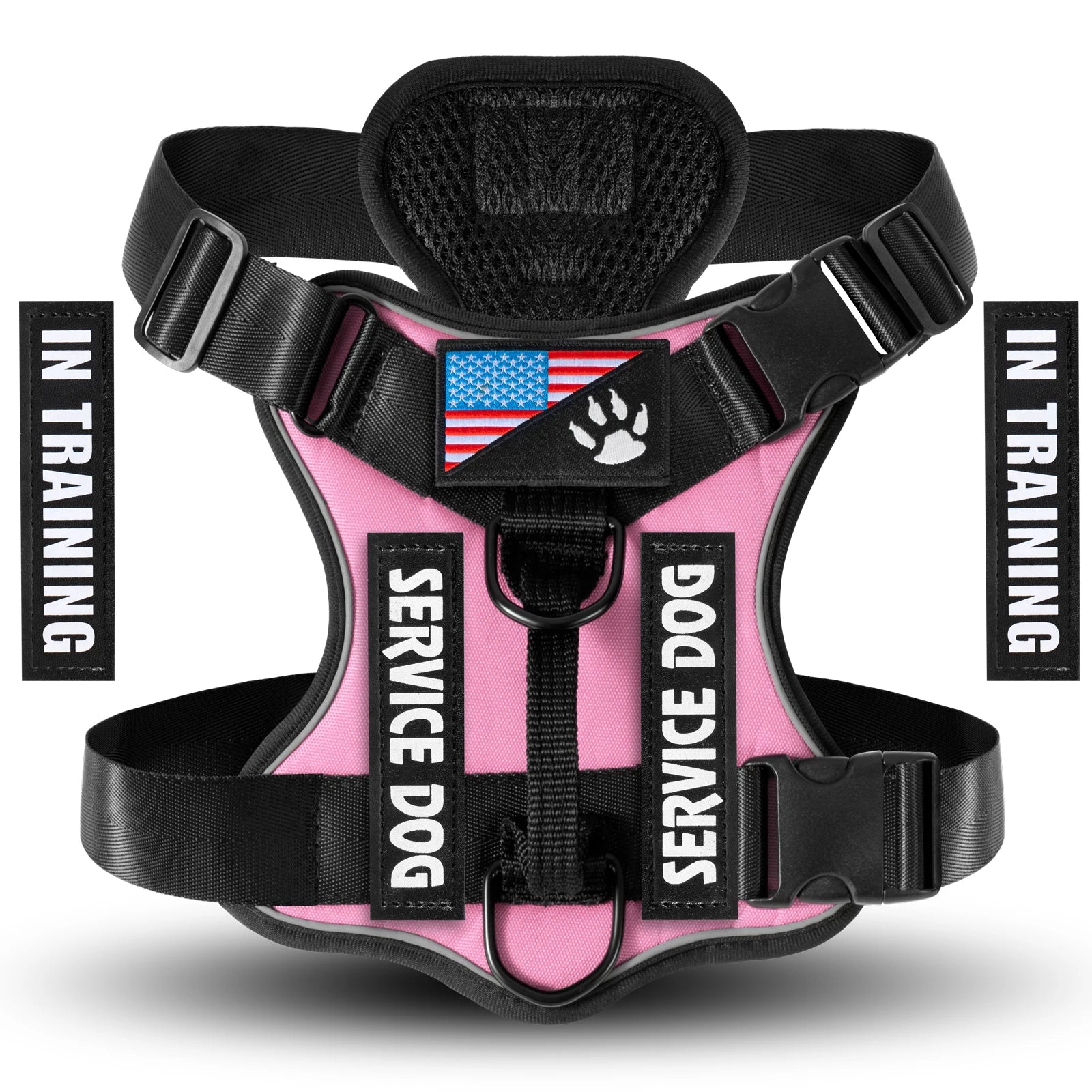 Service Dog Harness, Reflective Dog Vest Harness with 5 PCS Patches, Adjustable Soft Oxford Pet Harness, Inner Layer Mesh, Easy Beauty World Shop