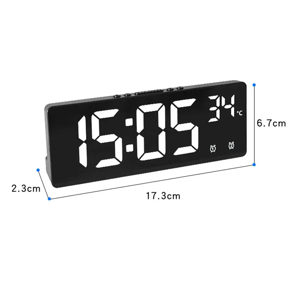 Voice Control Digital Alarm Clock Temperature Dual Alarm Snooze Desktop Table Clock Night Mode 12/24H LED Digital Clock Desk Beauty World Shop