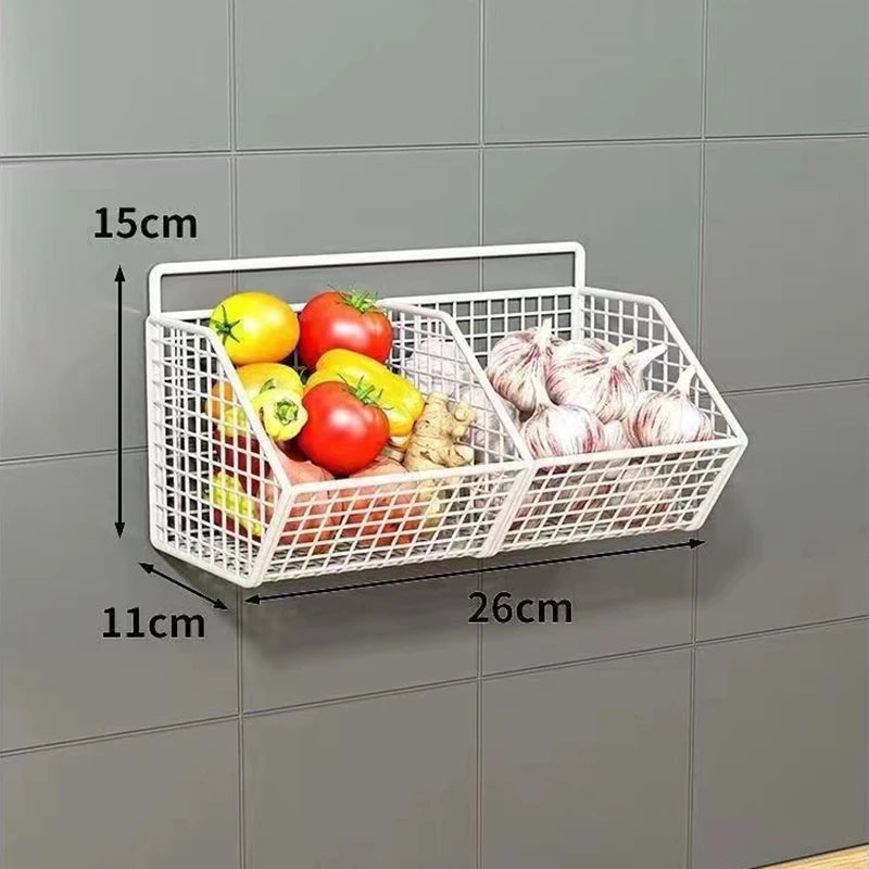 Wall Mounted Kitchen Storage Basket Durable Wire Storage Rack for Vegetables and Fruits Suitable for Home Organization Beauty World Shop