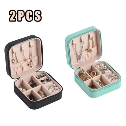Portable Mini Jewelry Storage Box Travel Organizer Jewelry Case Leather Storage Earrings Necklace Ring Jewelry Organizer Display Beauty World Shop