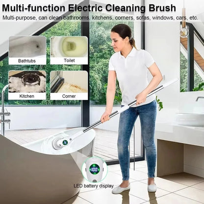8-in-1 Multifunctional Electric Cleaning Brush Bathroom Kitchen Brush Cleaning With LED NightLight Rotatable Household Brush Beauty World Shop