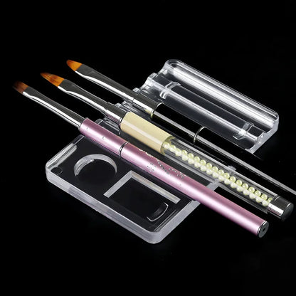 Acrylic Multi-purpose Nail Art Pen Holder, 5-Compartment Brush Stand with Color Palette, Organize and Display Tool Beauty World Shop