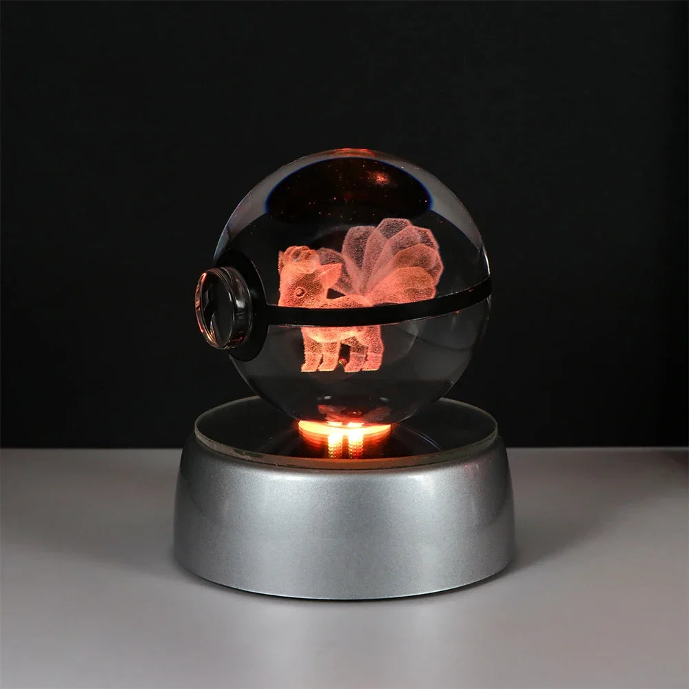 Pokemon Crystal Ball Pikachu Gengar Eevee Mewtwo Lacario Anime Game Pokeball Led Night Light Base Kids Birthday Gift Home Decor Beauty World Shop