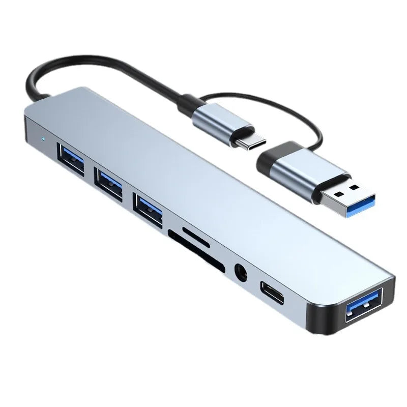 8 in 2 USB +Type C HUB Docking Station with 3.5mm Audio Jack Adapter Micro SD Card Reader Laptop Tablet Phone Disk Converter Beauty World Shop