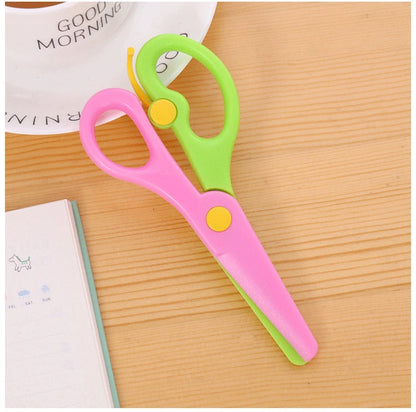 New 1 Pcs 137mm Mini Safety Round Head Plastic Scissors Student Kids Paper Cutting Minions Supplies for Kindergarten School Beauty World Shop