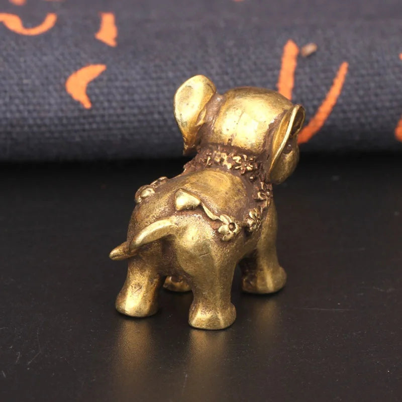 Antique Bronze Minature Elephant Figurines Tea Pet Table Ornament Decorations Solid Copper Animal Crafts Home Decor Living Room Beauty World Shop