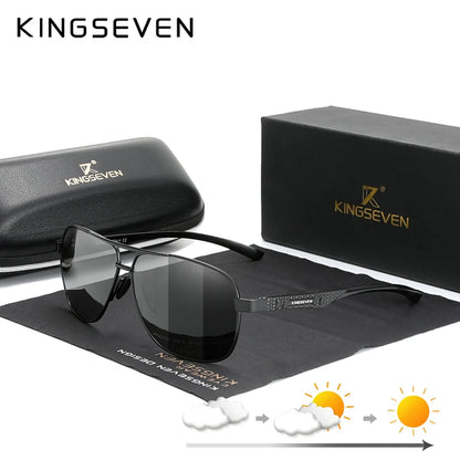 KINGSEVEN Polarized Aluminum Sunglasses Men UV400 HD Lens Pilot Eye Protection Photochromic Glasses Women Night Vision Eyewear Beauty World Shop