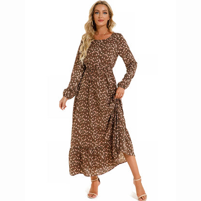 2023 Sping Summer Bohemian Women Maxi Dress Casual Long Sleeve High Waist Beach Woman Chiffon Dresses Floral Vestidoes Mujer New Beauty World Shop